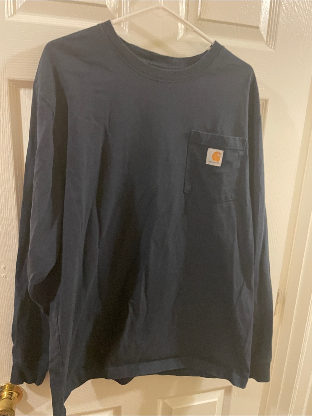 Carhartt Large Long Sleeve Pocket Tee Navy Blue